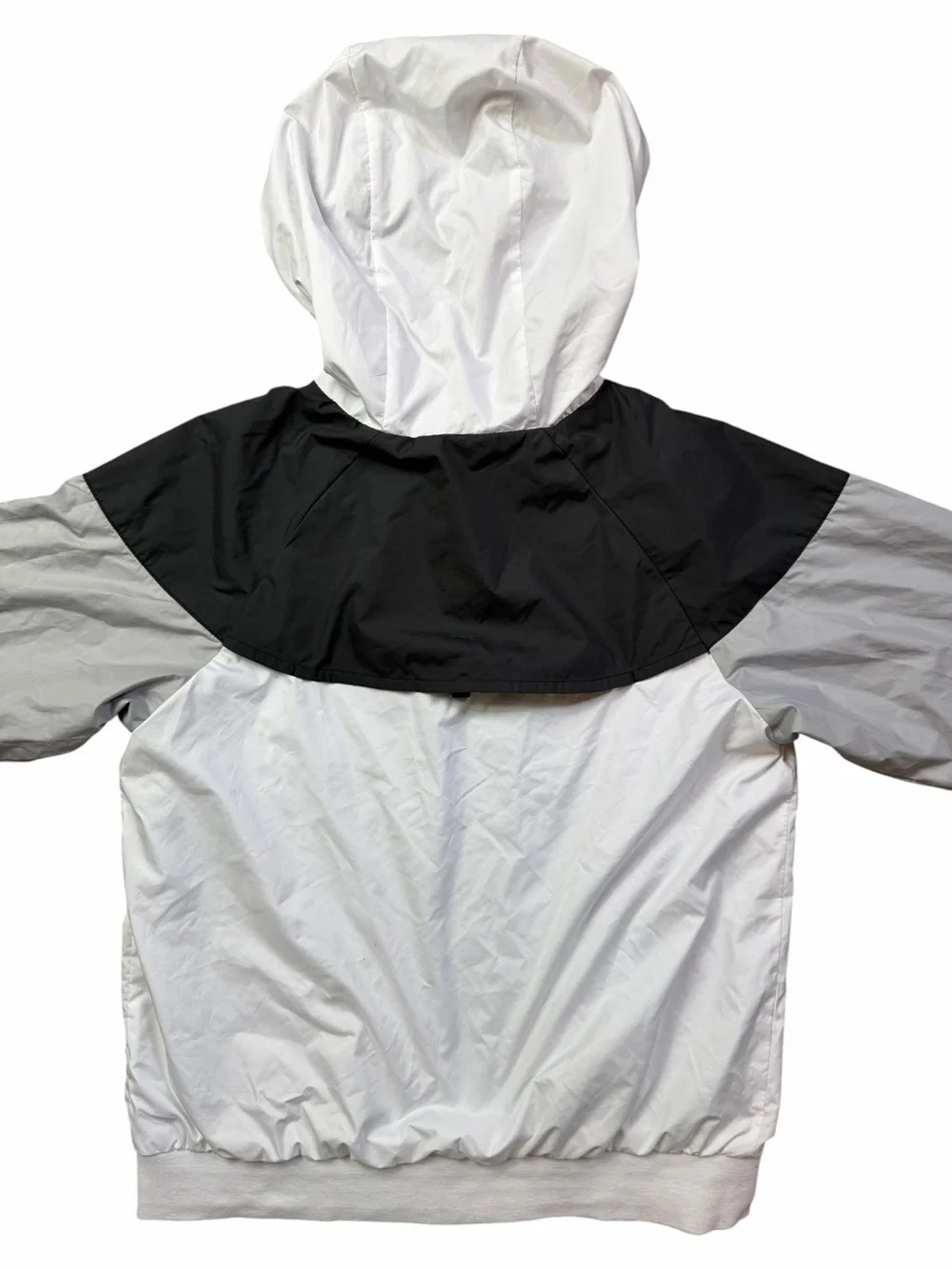 Nike Kids Medium white, gray & black Hooded Full-Zip Windbreaker Jacket